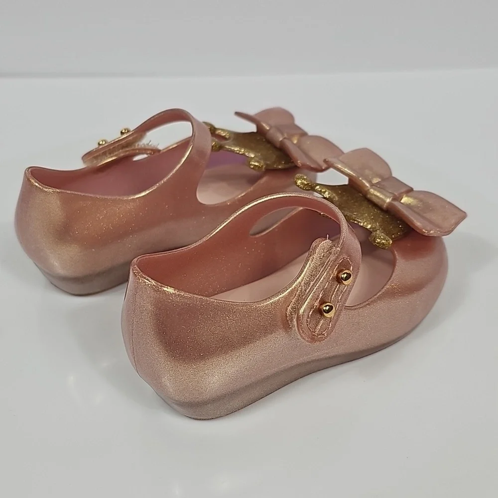 NWOT Mini Melissa Ultragirl Princess Me Pink Jelly Shoes 6 Bow Crown Slip On